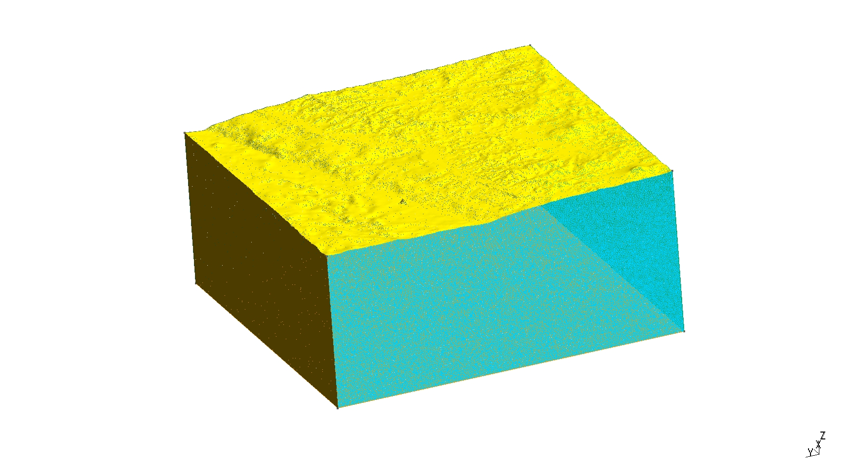 Diagram showing the mesh with topography.